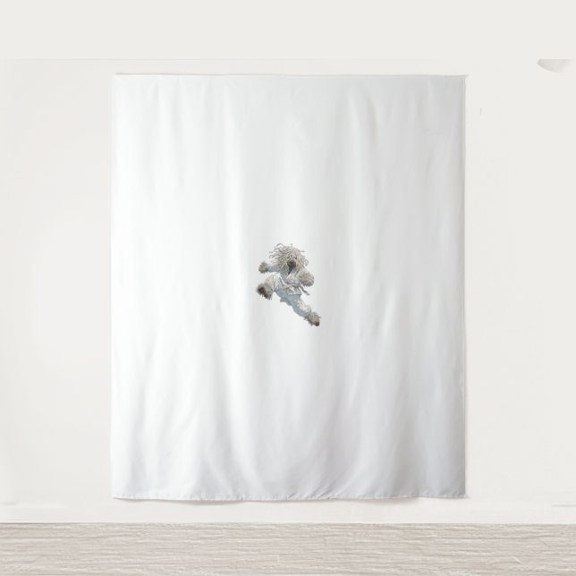Karate Komondor – Fluffy Fighter Dog Tapestry (Front)