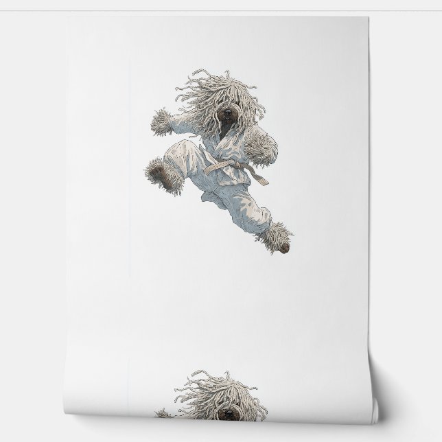 Karate Komondor – Fluffy Fighter Dog Wallpaper (Unrolling)