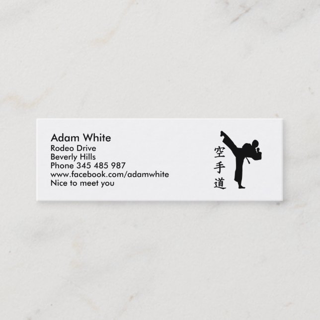 Karate Kung Fu Mini Business Card (Front)
