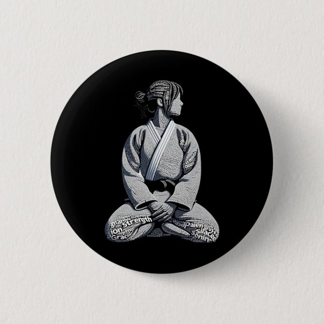 Karate Lady Knee Down Pose Graphic  6 Cm Round Badge (Front)