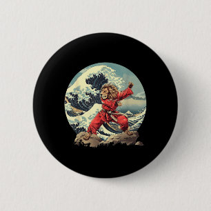 Karate Lion Waves Mount Fuji Kickboxing Taekwondo 6 Cm Round Badge
