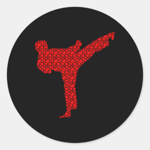 Karate Lovers Valentine Hearts Love Cute Silhouett Classic Round Sticker