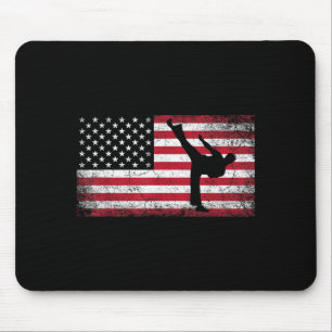 Karate Martial Arts 4th of July American Flag USA Mouse Pad