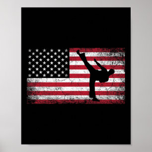 Karate Martial Arts 4th Of July American Flag Usa  Poster