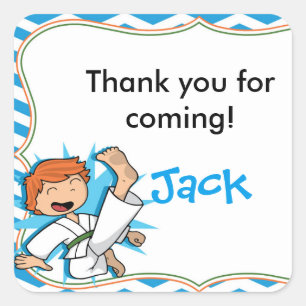 Karate Martial Arts Birthday Labels