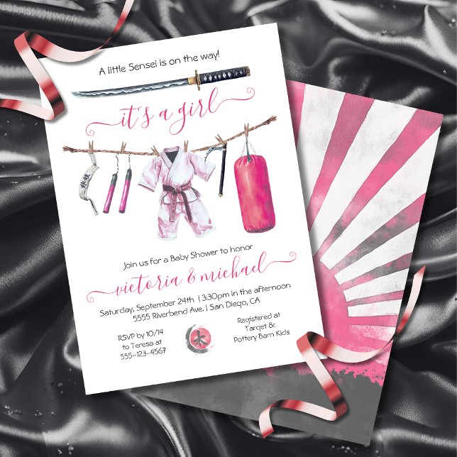 Karate Martial Arts Girl Baby Shower Invitation (Creator Uploaded)