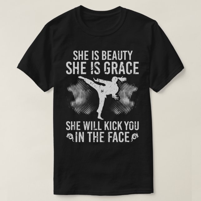 Karate Martial Arts Girls Women Kick Karate T-Shirt (Design Front)