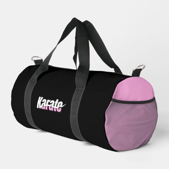 Karate Martial Arts Girly Pink Duffle Bag (Right Corner)