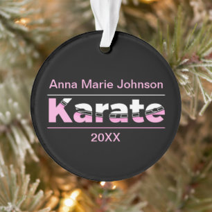 Karate Martial Arts Pink Typography Arch Ornament