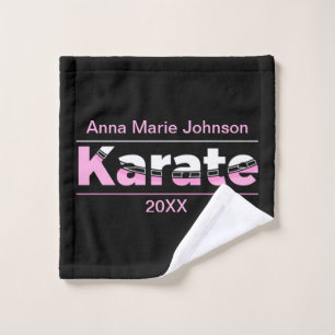 Karate Martial Arts Pink Typography Arch Wash Cloth