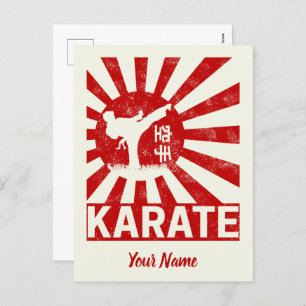 Karate Martial Arts with Japanese Vintage Design Holiday Postcard