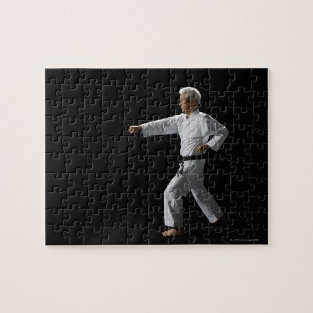 Karate master demonstrating, studio shot jigsaw puzzle (Horizontal)