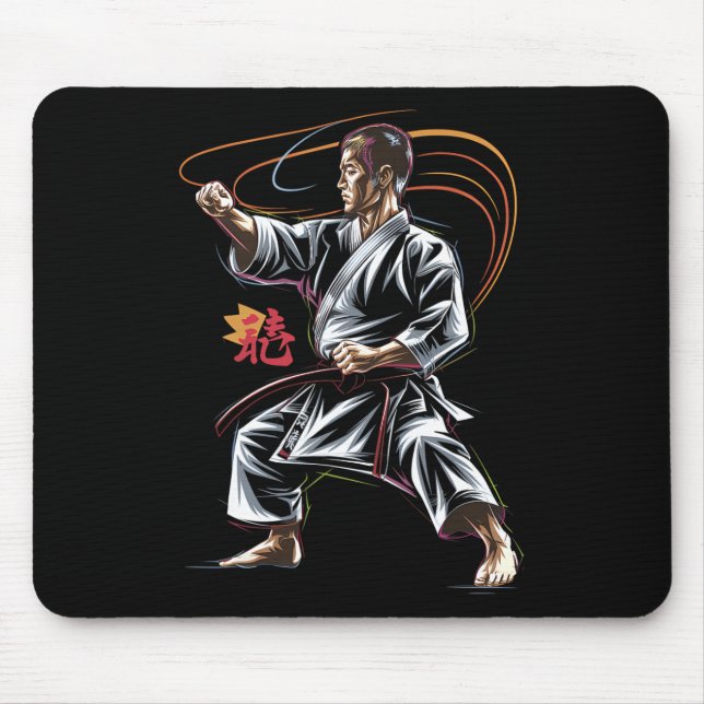 Karate Master In Action For Martial Arts Fans  Mouse Pad (Front)