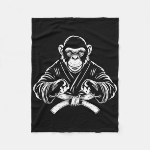Karate Monkey Drawing Kickboxing Jiu-jitsu Mma Mar Fleece Blanket