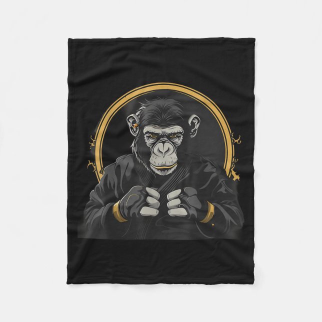 Karate Monkey Judo Taekwondo Kickboxing Mma Monkey Fleece Blanket (Front)