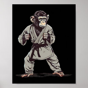 Karate Monkey Kickboxing Judo Jiu-jitsu Mma Martia Poster