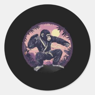 Karate Monkey Nature Moon Mma Kickboxing Monkey Lo Classic Round Sticker