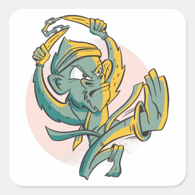 Karate Monkey Square Sticker (Front)