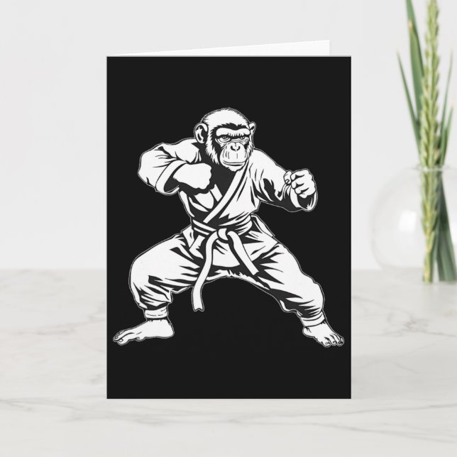 Karate Monkey Taekwondo Kickboxing Mma Judo Monkey Card (Front)