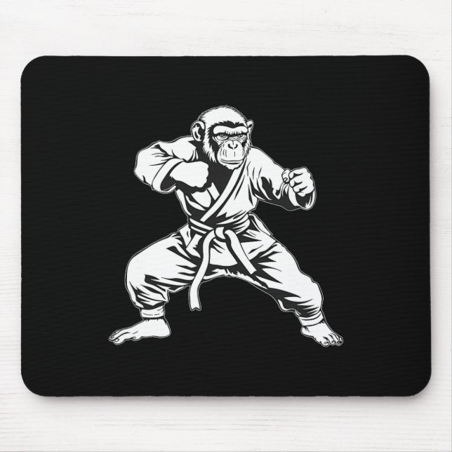 Karate Monkey Taekwondo Kickboxing Mma Judo Monkey Mouse Pad (Front)