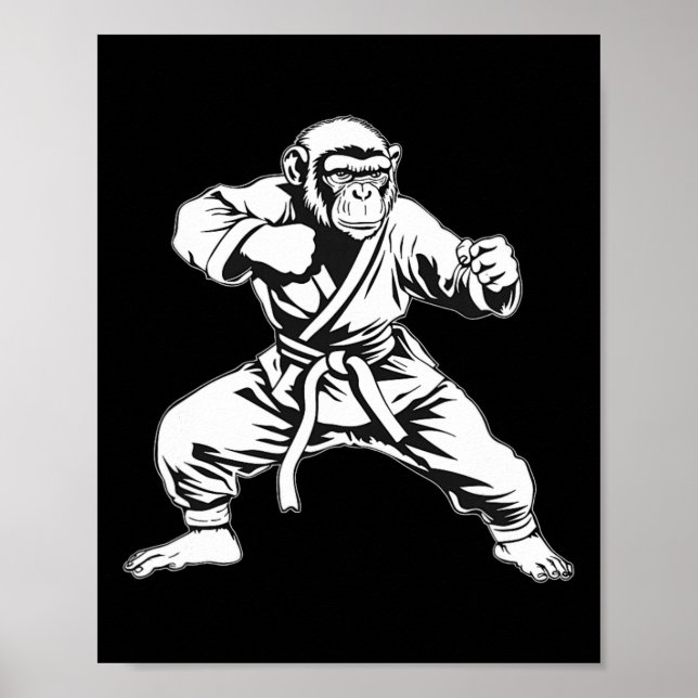 Karate Monkey Taekwondo Kickboxing Mma Judo Monkey Poster (Front)