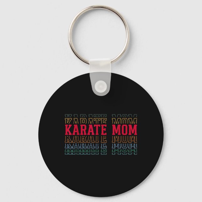Karate Mum Funny Layered Text Mother Mama Coach Key Ring (Front)