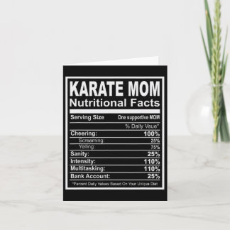 Karate Mum Nutritional Facts  Card