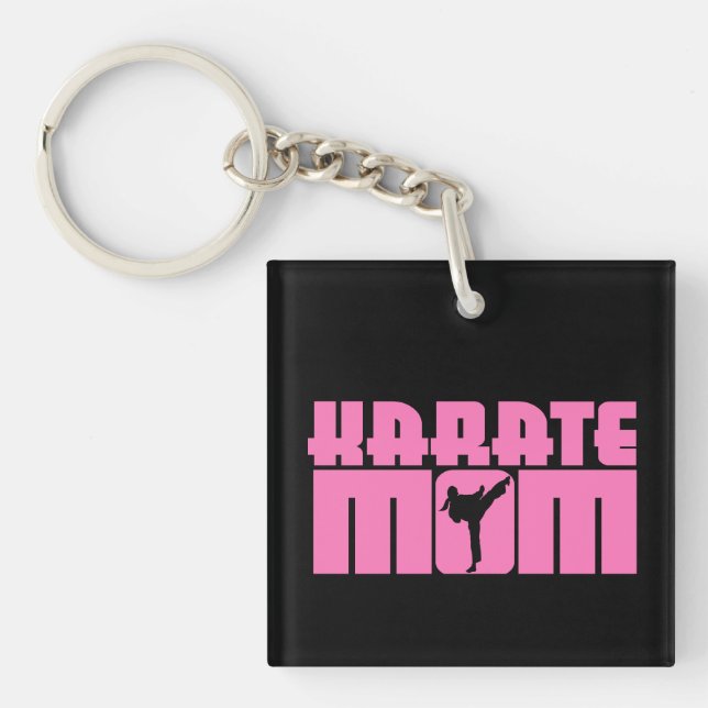 Karate Mum Pink Key Ring (Front)