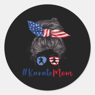 Karate Mum Usa American Flag Mothers Day Gift 4th Classic Round Sticker