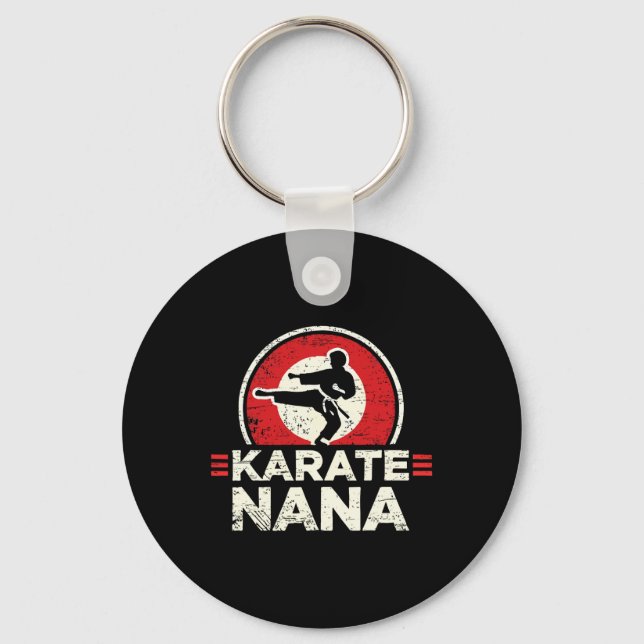 Karate Nana Retro Kick Silhouette  Key Ring (Front)