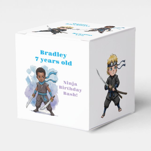 Karate Ninja Boy's Birthday Bash Favour Box (Front Side)