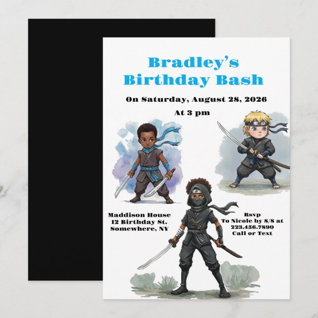 Karate Ninja Boy's Birthday Bash Invitation (Front/Back)