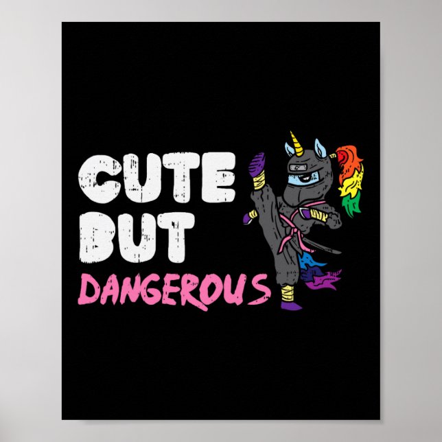 Karate Ninja Unicorn Cute Dangerous Martial Arts G Poster (Front)
