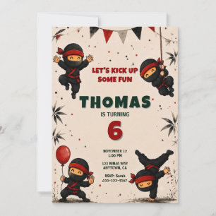 Karate Ninja Warrior Birthday Invitation