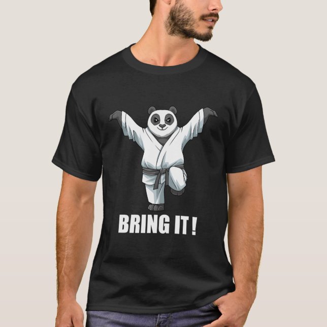 Karate Panda Crane Kick Karate Japanese Mial T-Shirt (Front)