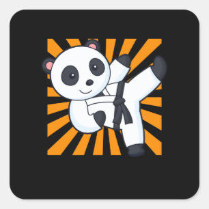 Karate Panda Funny Martial Arts Animal Children Square Sticker