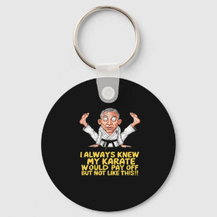 Karate Pay Off Funny Martial Arts Cartoon Art Key Ring