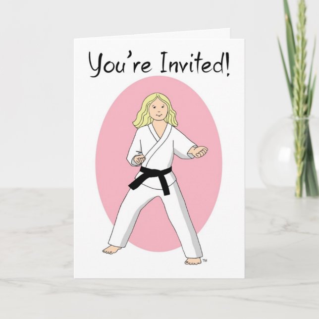 Karate Princess Invitations Martial Arts Party (Front)