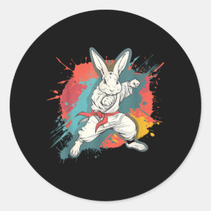 Karate Rabbit Motif Taekwondo Jiu-Jitsu MMA Cute Classic Round Sticker