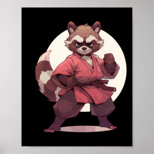 Karate Racoon Anime Racoon Martial Arts T Martial Poster