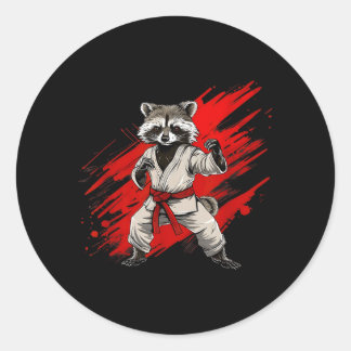 Karate Racoon Motif Taekwondo Jiu-Jitsu Mma Classic Round Sticker