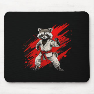 Karate Racoon Motif Taekwondo Jiu-Jitsu Mma Mouse Pad