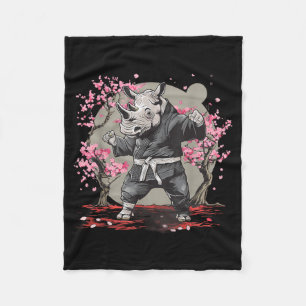 Karate Rhino Animal Mma Taekwondo Martial Arts Fleece Blanket