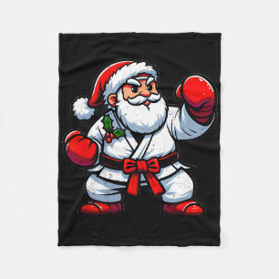 Karate Santa Claus Fleece Blanket
