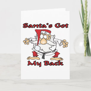 karate santas got my back funny cartoon holiday card