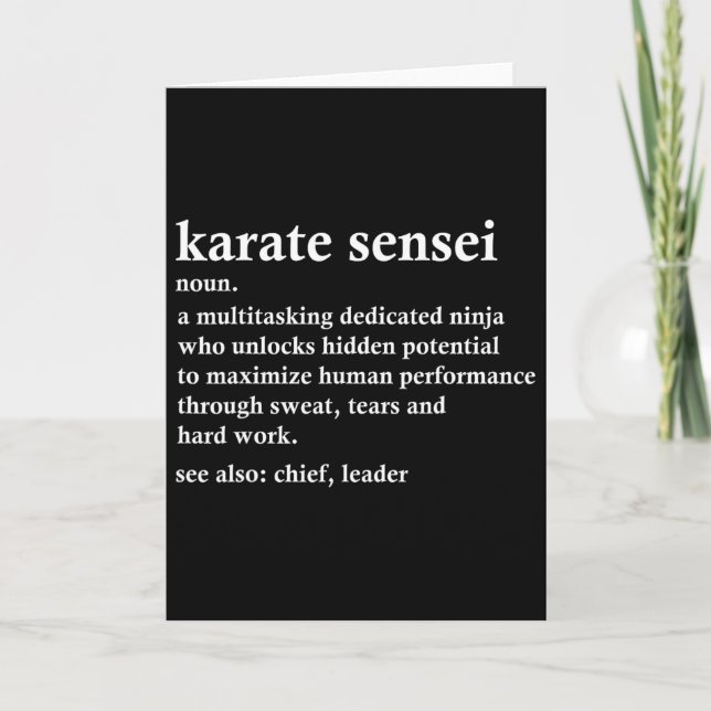Karate Sensei Definition Funny Martial Arts Instru Card (Front)