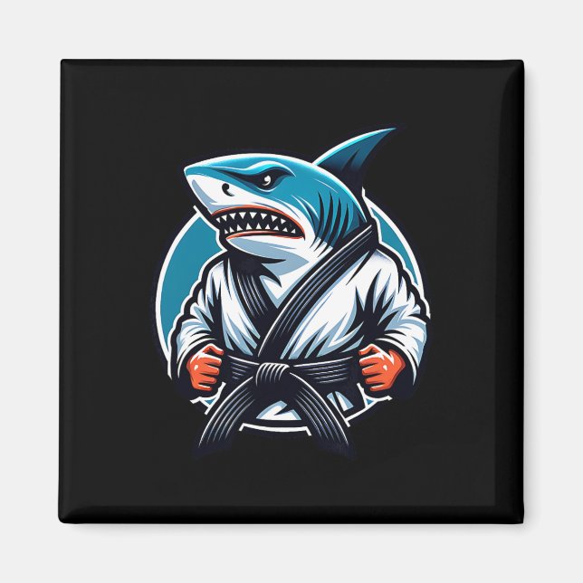 Karate Shark With Black Belt Power  Magnet (Front)