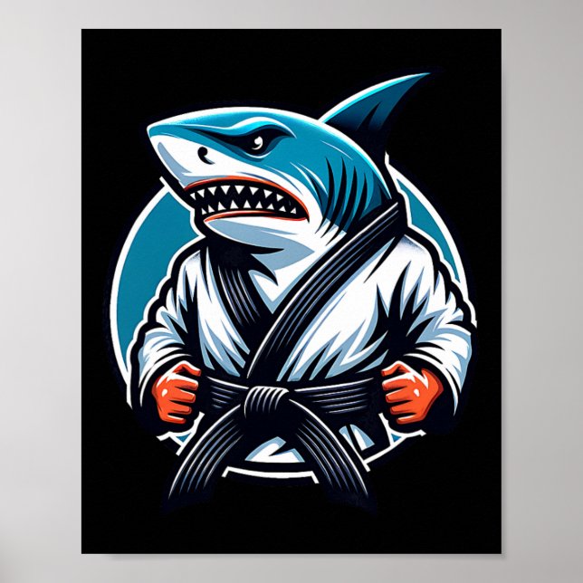 Karate Shark With Black Belt Power  Poster (Front)