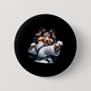Karate Shetland Sheepdog Funny Humour Animal Lover 6 Cm Round Badge