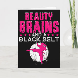 Karate Shirt Beauty Brains And Black Belt Funny  Card